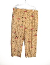 Vintage Winnie The Pooh XL Pajama Pants Beige Allover Print Elastic Waist Adults