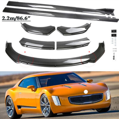 Carbon Fiber Style Front Bumper Lip Side Skirt 86.6'' For Kia Stinger 2018-2023