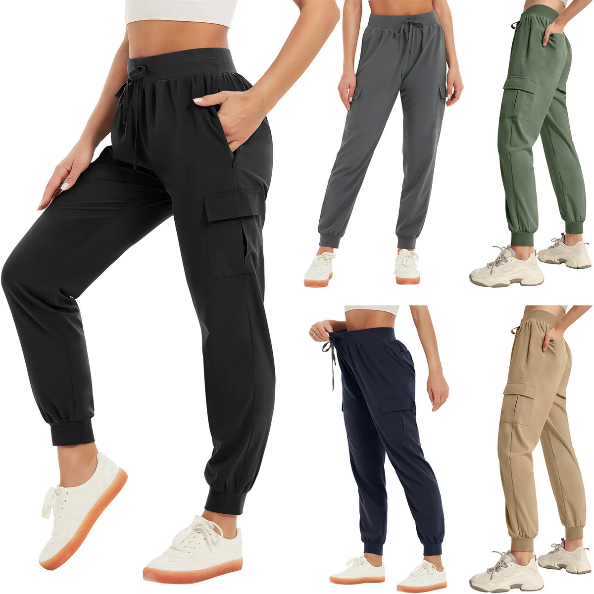 Women Cargo Pants Lightweight Workout Jogger Combat Trouser Wide Leg Pant  Casual