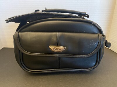 View padded faux leather camera bag with handle