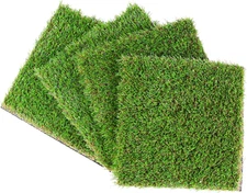 GLOBREEN Artificial Grass Squares Placemats Golf Themed Table Decorations, Green