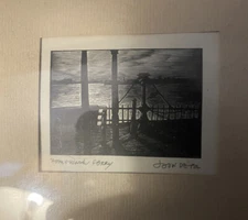 Wood Engraving John De Pol Homeward Ferry Signed With Folder Framed Under Glass