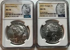 2023 $1 Peace and Morgan Silver Dollar 2pc Set NGC MS70