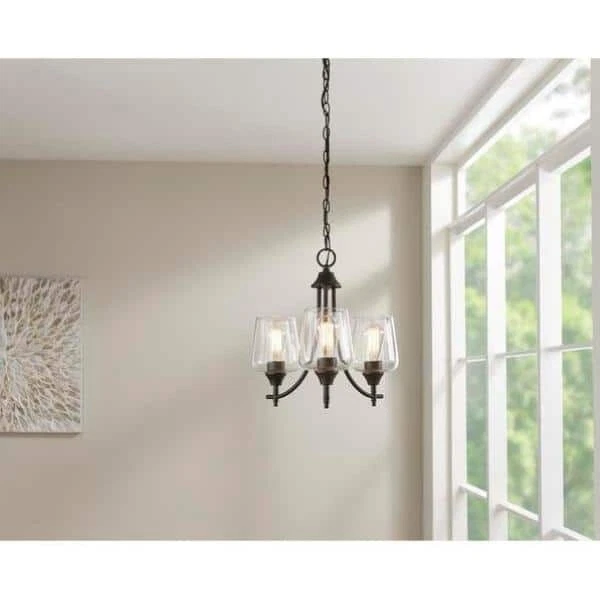 Hampton Bay Pavlen 3-Light 18 in. Rustic Bronze Hanging Candlestick Chandelier - Image 2 of 4