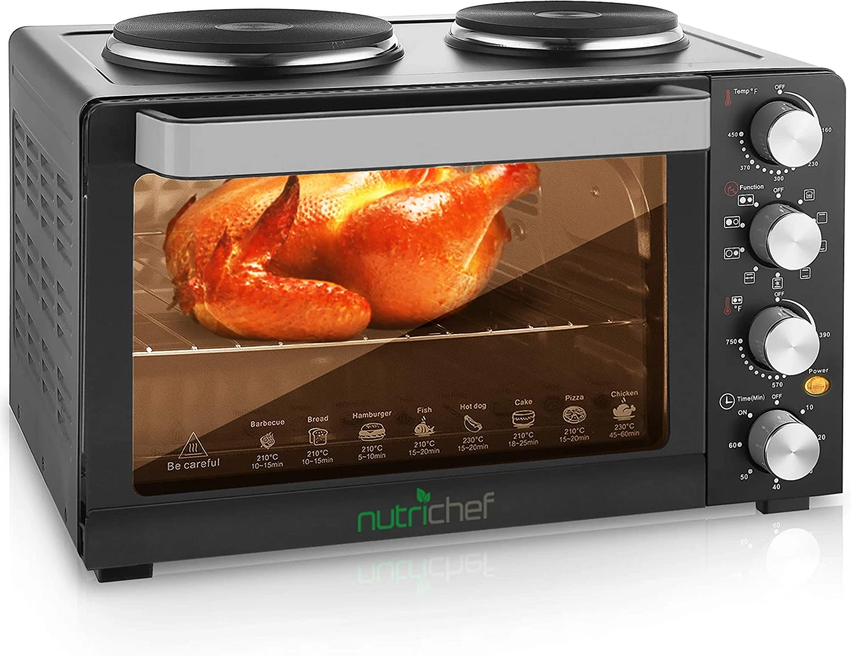 Kitchen Convection Oven 1400 Watt Countertop Turbo Baking Tray Skewers Black NEW