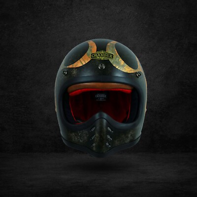 VINTAGE CUSTOM HELMET GOLDLEAF FLAME FOR CAFERACER BOBBER CHOPPER MOTORCYCLE