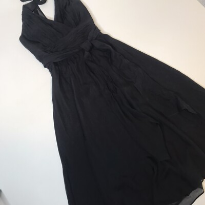 White House Black Market Women SZ 00 Black Silk Halter Fit Flare Cocktail  Dress