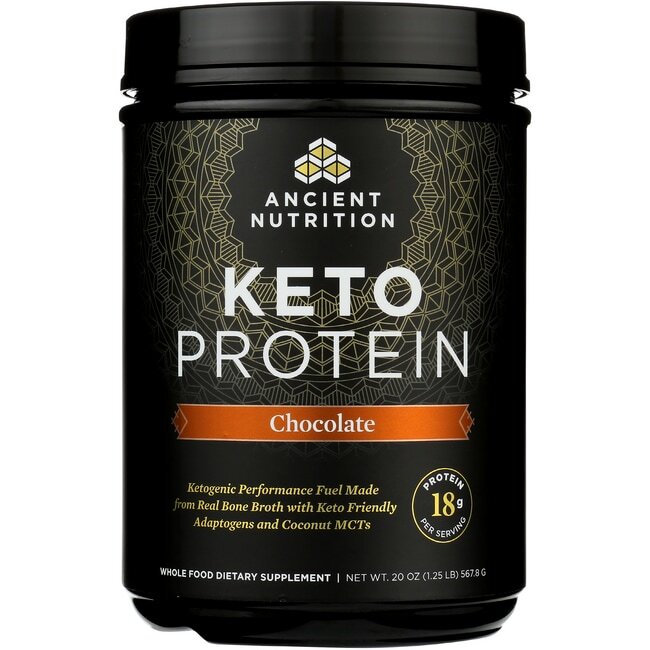 Протеин Ancient Nutrition Keto Protein - Шоколад, 18 г протеина, 20 унций, Pwdr