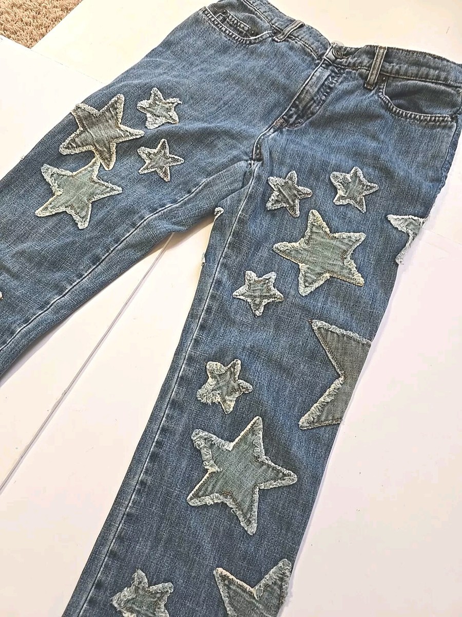 【関税&送料込み】Moschino Laurel Crown Patch Jeans Moschino Vintage Star Patch Denim Donna Jeans Size 26