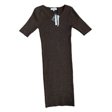 NWT Michael Stars Mae Scoop Neck Ribbed Sweater Dress | Chestnut Brown | MP