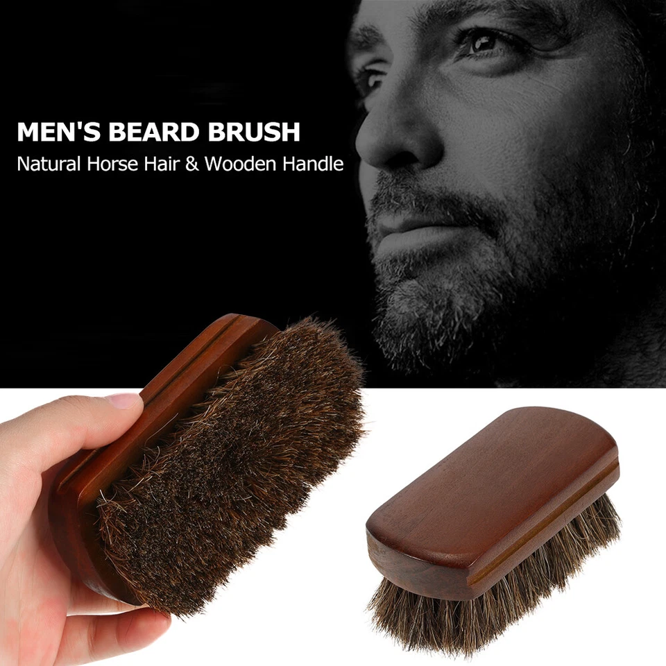 Natural Horse Hair Beard Brush Wood Handle Moustache Shaving Facial Clean I9M8 - Image 2 of 4