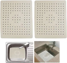 2Pcs Kitchen Sink Mat Non-Slip Rubber Drain Pad Protector Food Drainer 12 x 10in
