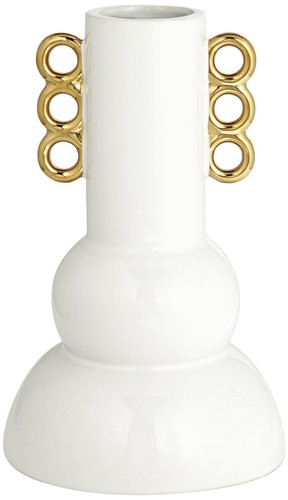 Empress 12" High Shiny White Ceramic Vase - Imagen 2 de 8