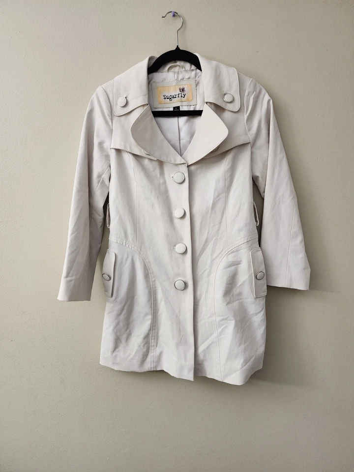 Sugarfly Trench Coat Girls Dress Coat Sz L - Image 2 of 4