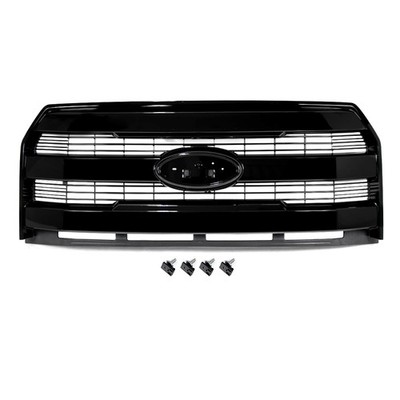 Front Radiator Grille W/O Hole Shadow Black Fit For Ford F150 Lariat 2015-2017