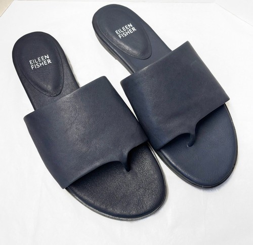 Eileen Fisher Edge Sandals Size 9 Navy Blue - Picture 1 of 7
