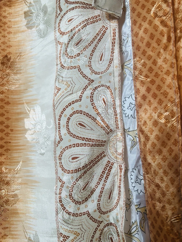 Maxi falda envolvente 100 % seda reciclada talla única floral naranja en capas gitana bohemia Foto 3 de 4