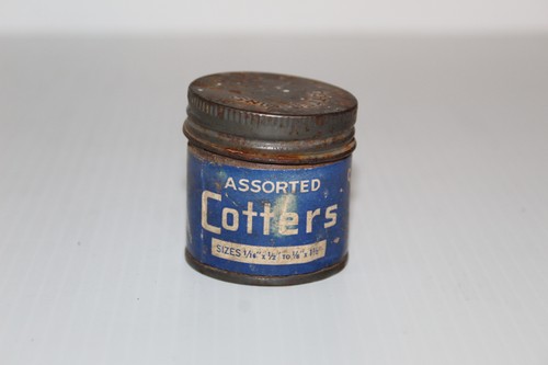 Vintage Assorted Cotter Pins Metal Tin 1/16" x 1/2" to 1/8" x 1 1/2" Fasteners