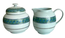 RARE CHRISTOFLE PARIS LE TORSADE BLEU BLEUE CREAMER and SUGAR