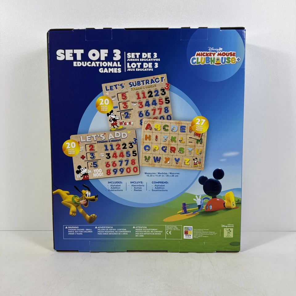Disney Jr Mickey Mouse Casa Club Conjunto De 3 Juegos Educativos Producto Madera Nuevo Foto 2 de 2