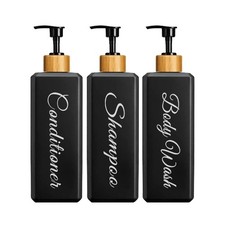 3pcs Bathroom Soap Dispenser Pump Bottles Refillable Shower Gel Shampoo Set