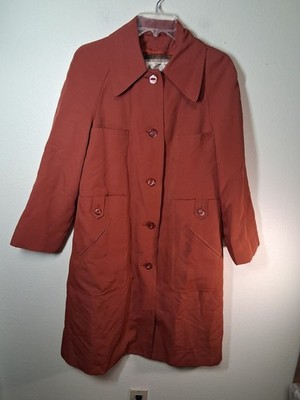 VTG F.A.I. Trench Coat Jacket 70s 80s 90s Y2K Granny Orange Womens Size 12
