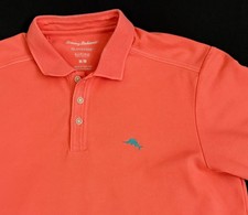 Tommy Bahama Mens Polo Shirt Medium Coral 100 Supima Cotton Short Sleeve Golf