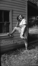#NN1 - ee B&W Vintage Photo Negative- Woman With Leg Up- 1940s