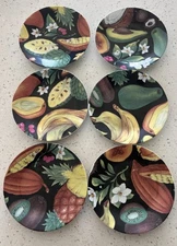 6 Philippe Deshoulieres Limoges Cocktail Tropical Fruits 6" Plates New in Box