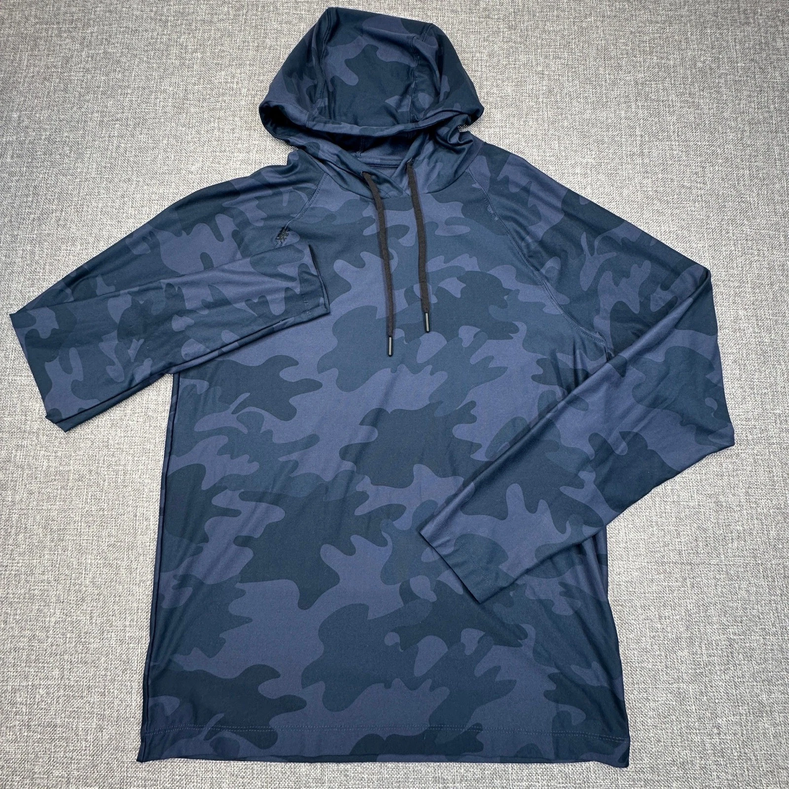 Rhone Reign Hoodie Mens Small Navy Blue Camo Lightweight Performance Athleisure