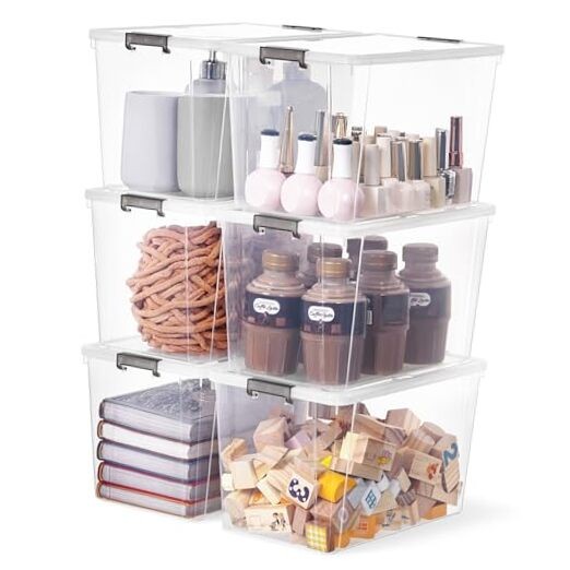 Citylife 7.8 QT 6-Pack Small Clear White Storage Bins Citylife 7.8 QT 6-Pack Small Clear White Storage Bins