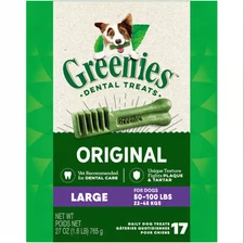 Greenies Original Large Natural Dental Dog Treats 27 oz. Pack (17 treats)