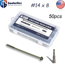 50pcs Black Timber Log Structural  Hex Drive Heavy Duty LoTimber #14 x 8 Screws