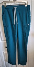 FIGS Yola Scrub Pants Size SMALL TEAL GREEN Cargo Technical EUC