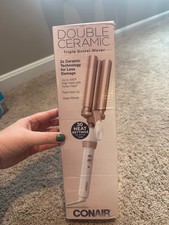 NEW Conair Double Ceramic 3 Barrel Curling Iron Hair Waver Open Box