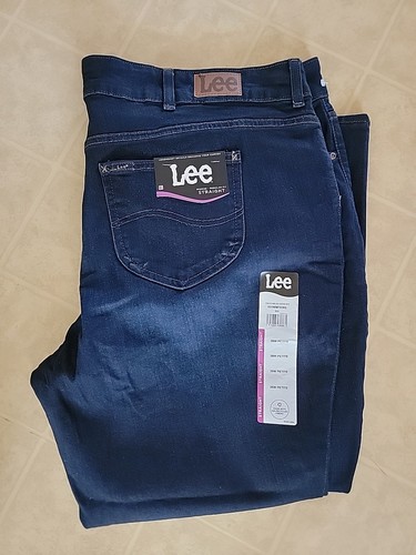LEE Straight Leg Mid Rise Regular Fit Jeans Women 26WP Deep Died Stretch NWT