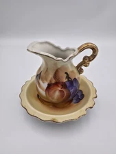 Artmark Mini Pitcher Plate Harvest Fruit Pattern Hand Painted Gold Trim Japan