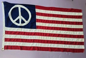 Vintage American Peace Flag 3x5 Cotton Sewn Stripes Anti War Hippie Protest