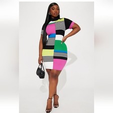 Fashion Nova Margo Colorblock Mini Dress - Black/combo Size 1X(14/16) (EUC)