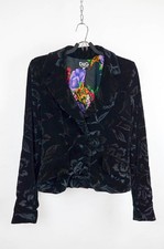 Dolce & Gabbana Women’s Black Floral Velvet Blazer with Floral Lining – Size 42