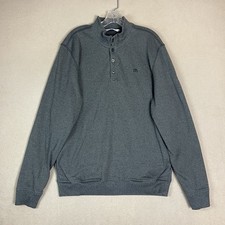 Travis Mathew Sweater Mens XL Gray Golf 1/4 Button Up Knit Long Sleeve Preppy