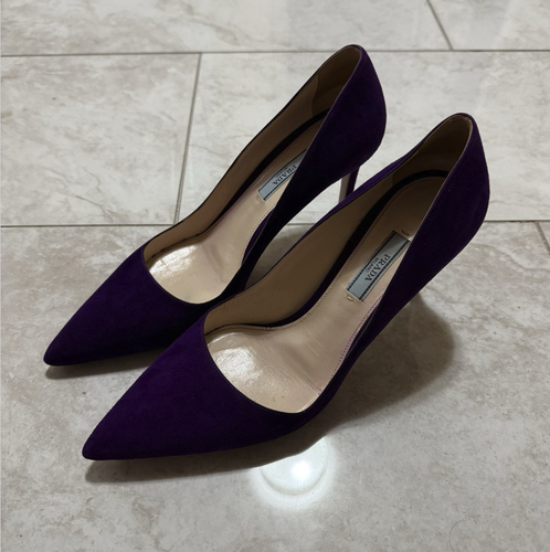 Prada Shoes Womens Size 39 Purple Suede Pointed Toe High Heel Pumps Made Italy - Picture 4 of 9