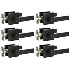 6 Pack Door Handles Black, Privacy Door Lever Bed and Bath Leverset Lockset, ...
