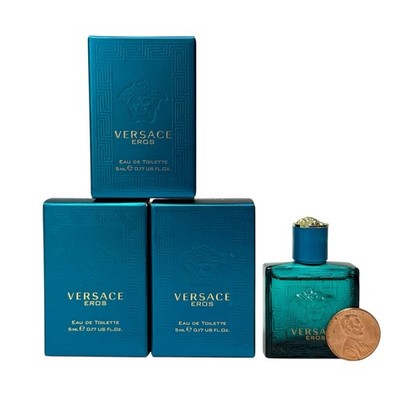 Versace Eros Men's Eau De Toilette MINI EDT Splash - LOT OF 3 - 0.17 oz 5ml Each