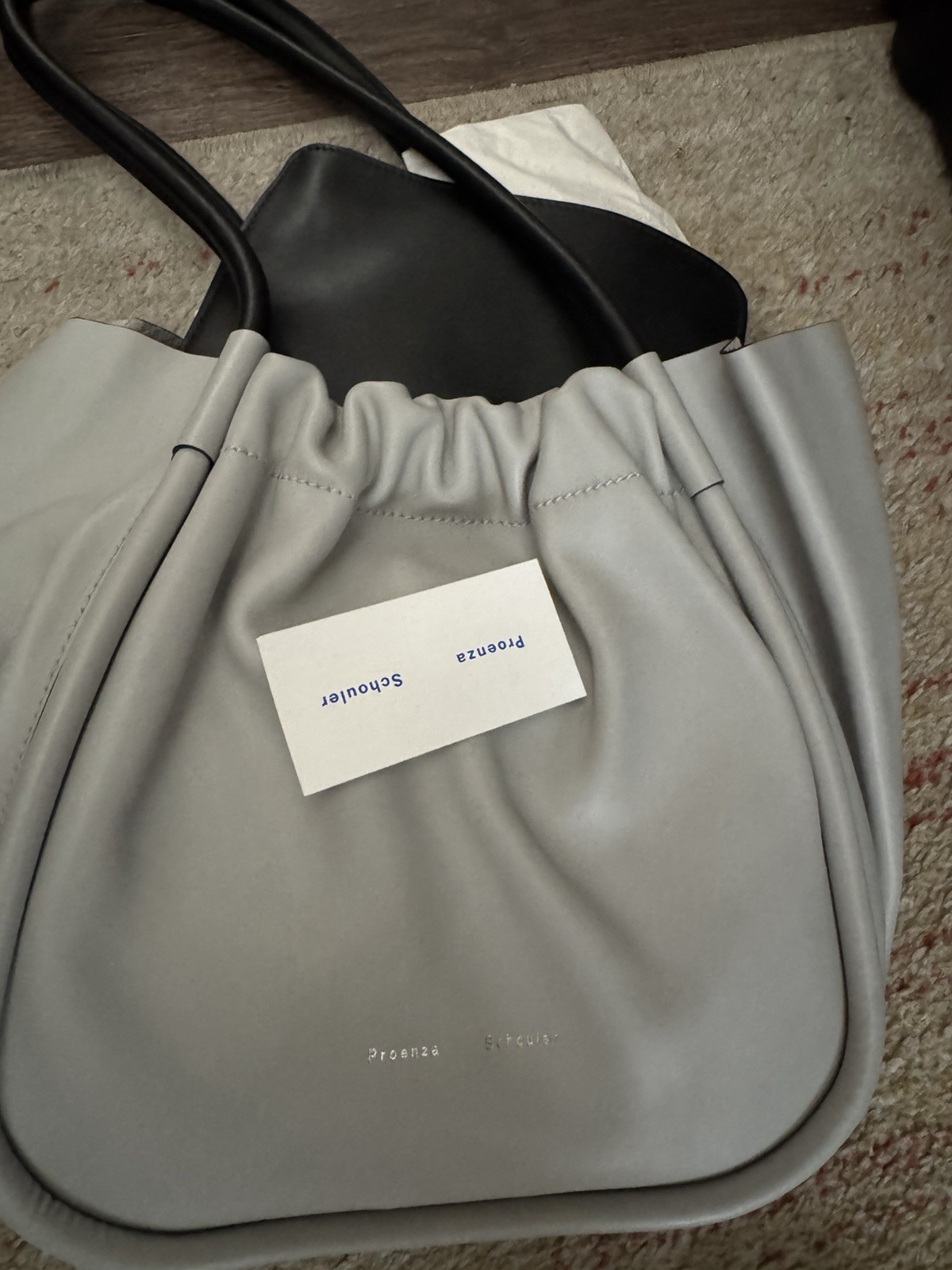 Proenza Schouler Gray Tote for Women with Black Handles and Pouch