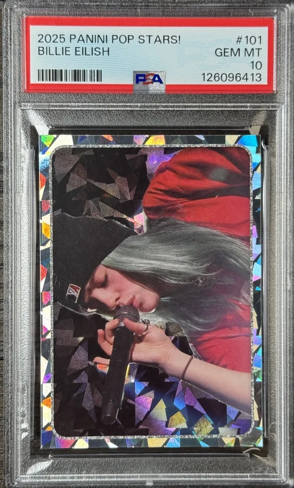 Billie Eilish 2025 Panini Pop Stars! Stickers #101 Silver Foil PSA 10 Gem Mint - Image 2 of 4