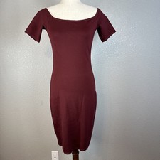 Reformation Bodycon Square Neck Mini Dress Size M Medium Maroon Red Short Sleeve