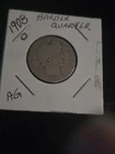 1908-O Barber Quarter 25C - 90% Silver - New Orleans - uncleaned -- SHIPS FREE!