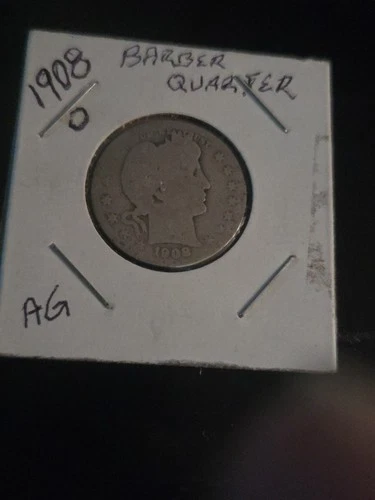 1908-O Barber Quarter 25C - 90% Silver - New Orleans - uncleaned -- SHIPS FREE!