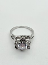 7.2g STERLING SILVER SPRAY PAVE CUT CRYSTAL RING STAMPED FINE JEWELRY SIZE 11
